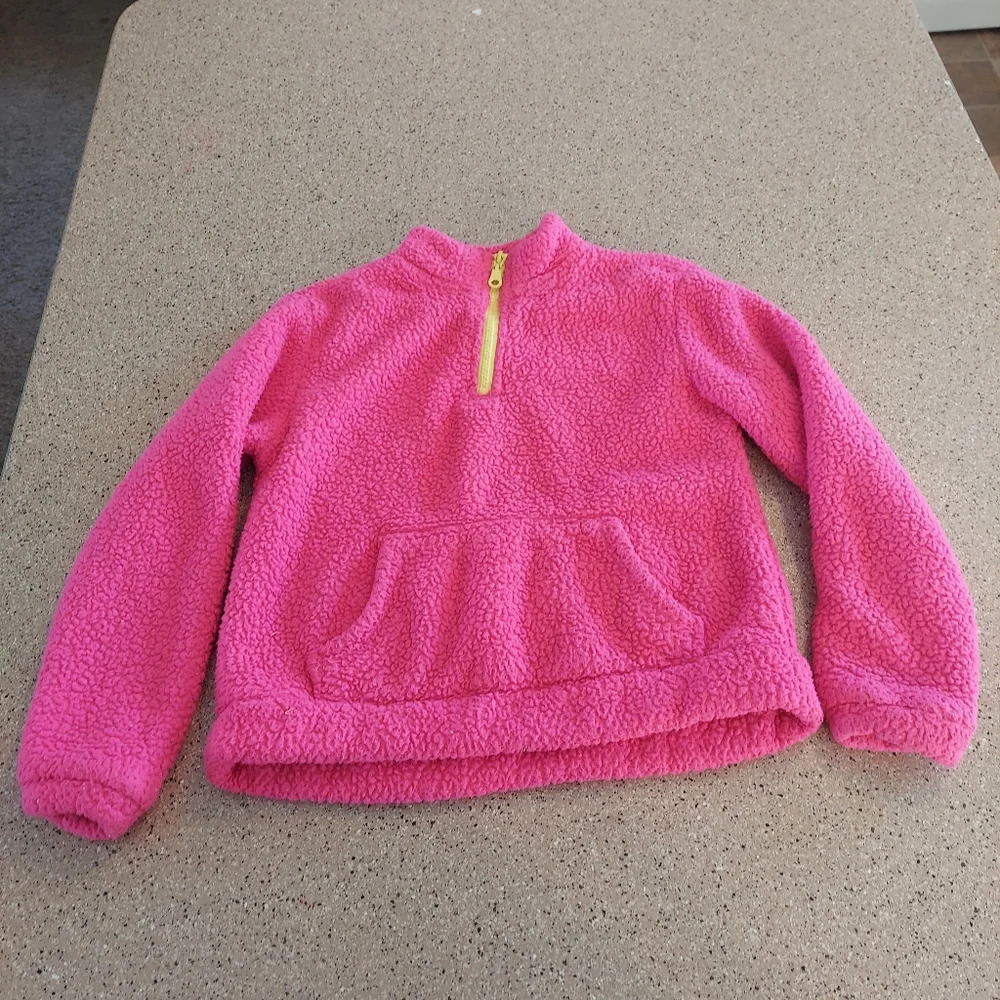 Girls Pink Faux Shearling Top Size Lg 10/12 quarter zip soft Bobbie Brooks